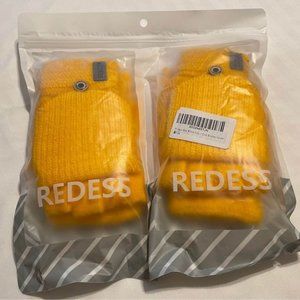 NEW two pack yellow fingerless gloves